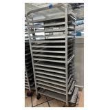 Rolling bakers rack with 17 trays