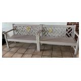 2x$ - Grey painted waiting benches with lattice ba