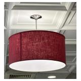 3x$ - hanging light fixtures 2grey & 1 red shade