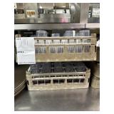 50+ Cambro clear drink glasses in two trays