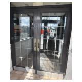 Pair interior metal 15 pane doors with upper windo