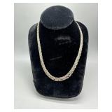 Sterling braided woven link necklace 18' - 13.0 gt