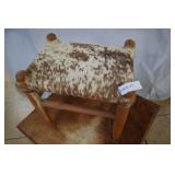 Hide Topped Stool - 14.5' x 11' x 15'