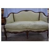 Parlor Sofa ornated carved frame with green quilte