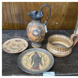Four Greek terracotta reproduction service pcs