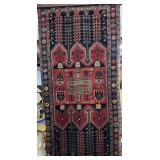 Hand-knotted Wool Nahavand Persian Runner in black