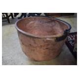 Copper Apple butter kettle with wrought bale handl