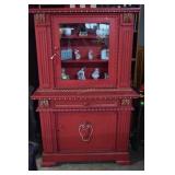 Single door display and storage cabinet in red spl
