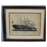 Framed Currier and Ives Print 'The 'Great Eastern'
