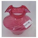 Fenton Cranberry Ribbon glass Vase