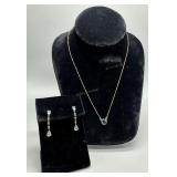 14kt 19' necklace with blue stone & pair 14kt dang