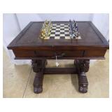 Chess Table with Civil War playing pcs.