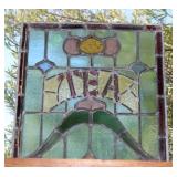 Stained glass cafe panel signed TEA