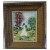 Cardin framed painting on tin 221/500 Lady gatheri