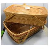 Two Longaberger Open top handled picnic baskets