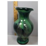 Japanese art glass vase glazed with green, blue, a