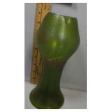 Rindskopf Iridescent green Bohemian art glass vase