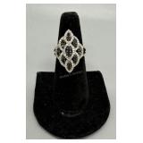 10kt Diamond and Black Moissanite size 7 ring