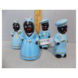 Two pairs Black Americana salt and pepper shakers
