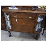 Tiger Oak glass front display sideboard