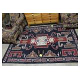 Hand woven Southwestern Rug in black, red, and tan