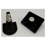 Two Mexico Sterling Rings: Tree & Mount, & Plant