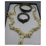 Sterling & bone jewelry: necklace & bracelets