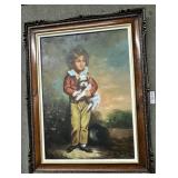 Reproduction oil enhanced print of Boy with Dog ar