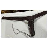 Custom black leather holster with bullet storage