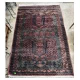 Red and Black hand-knotted area rug