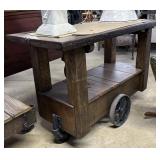 Refinished Railroad Trolley side table