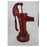 Red painted pitcher pump - 9' x 7.5' x 16'