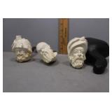 Three Hand-carved Meerschaum tobacco pipes in case
