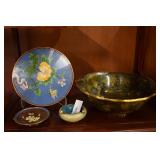 Four pcs Chinese Cloisonee: Lily centerbowl, desse