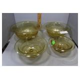Set of 4 Graduating Federal Glass Ribbed Nesting B