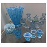 8 Assorted Blue Glass Pcs.