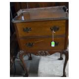 Mahogany two-drawer perfume/dressing stand