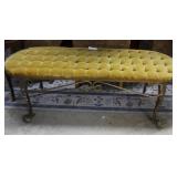 Brass and Yellow Framed Dressing Bench
