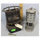 2 vintage lamps: lamp stove & miner's safety
