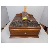 Antique  Cash Box with cast metal sign 'Amount of