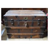 Steamer Trunk with wood slating and metal hardware