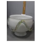 Art glass pedestal punch bowl with encased glass a