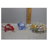Swarovski blue fish, pink fish, & grapes