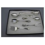 Six Sterling flatware pcs incl two coffee spoons t