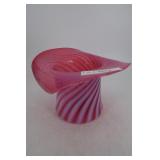 Fenton Cranberry Opalescent Swirl Top Hat Vase