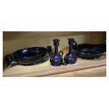 Four pcs: Black Amethyst glass