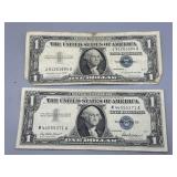 Two US $1 Silver Certificates: 1957 & 1957-A