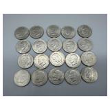 Twenty Eisenhower Dollars: (5) 1971, (9) 1972, (1)