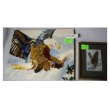 Eagle Wall plaque & Eagle tin etched framed art