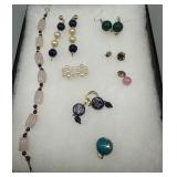 14kt embezzled jewelry grouping incl bracelet, 4 p